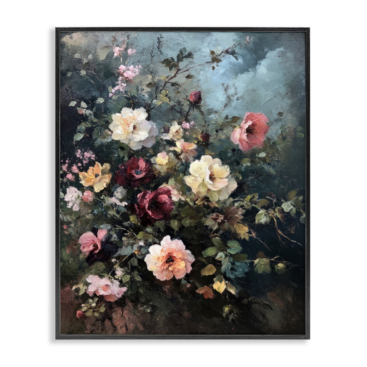 Stupell Industries Moody Dark Bouquet Framed Giclee Wall Art Design by Petal Prints Design
